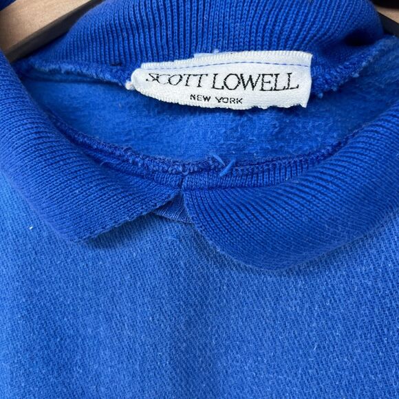 SCOTT LOWELL Sweatshirt Womens XL Dragon Hand Painted Collared 3/4 Sleeve Blue - Picture 12 of 14
